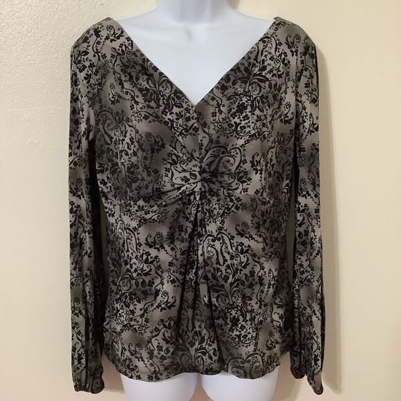 Whimsygoth Witchy Gothic Romantic Dark Fairy Mesh Paisley Peasant Blouse XL - Picture 1 of 11